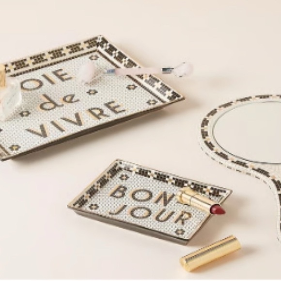 Anthropologie The Bistro Tile Stoneware Tray | Joie de Vivre | NIB - Picture 3 of 4